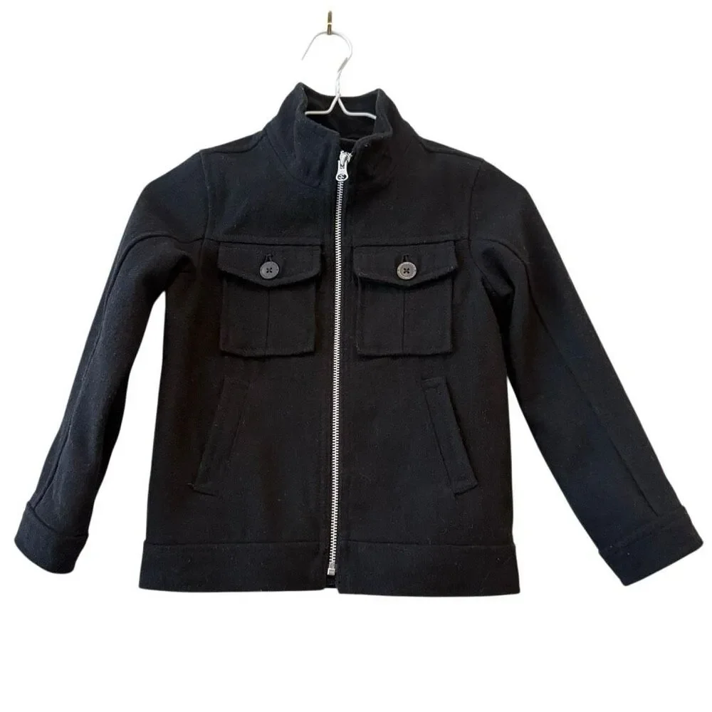 Old Navy Mock Neck Full Zip Wool Blend Long Sleeve Field Jacket Black Size XS